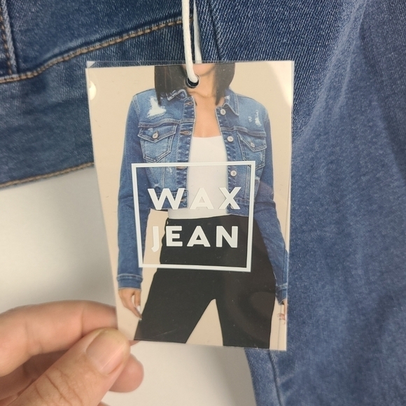 Women's NWT Wax Jean Stretch Denim Trucker Jacket Medium Wash Jacket Size Small - Picture 4 of 7